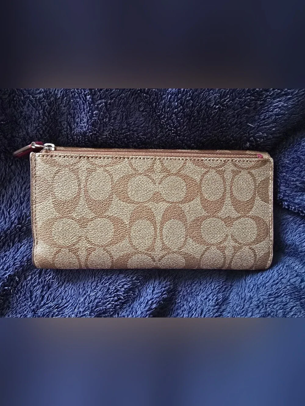 Coach Signature Canvas Continental Wallet in Tan